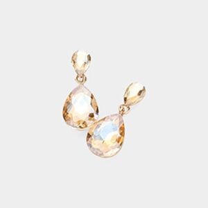 Elegant Peach Teardrop Gemstone Earrings